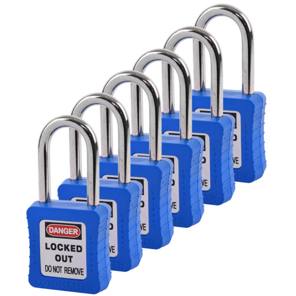 Safety Lockout Padlocks 6 Master Keyed 38mm Blue