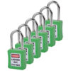 Safety Lockout Padlocks 6 Master Keyed 38mm Green
