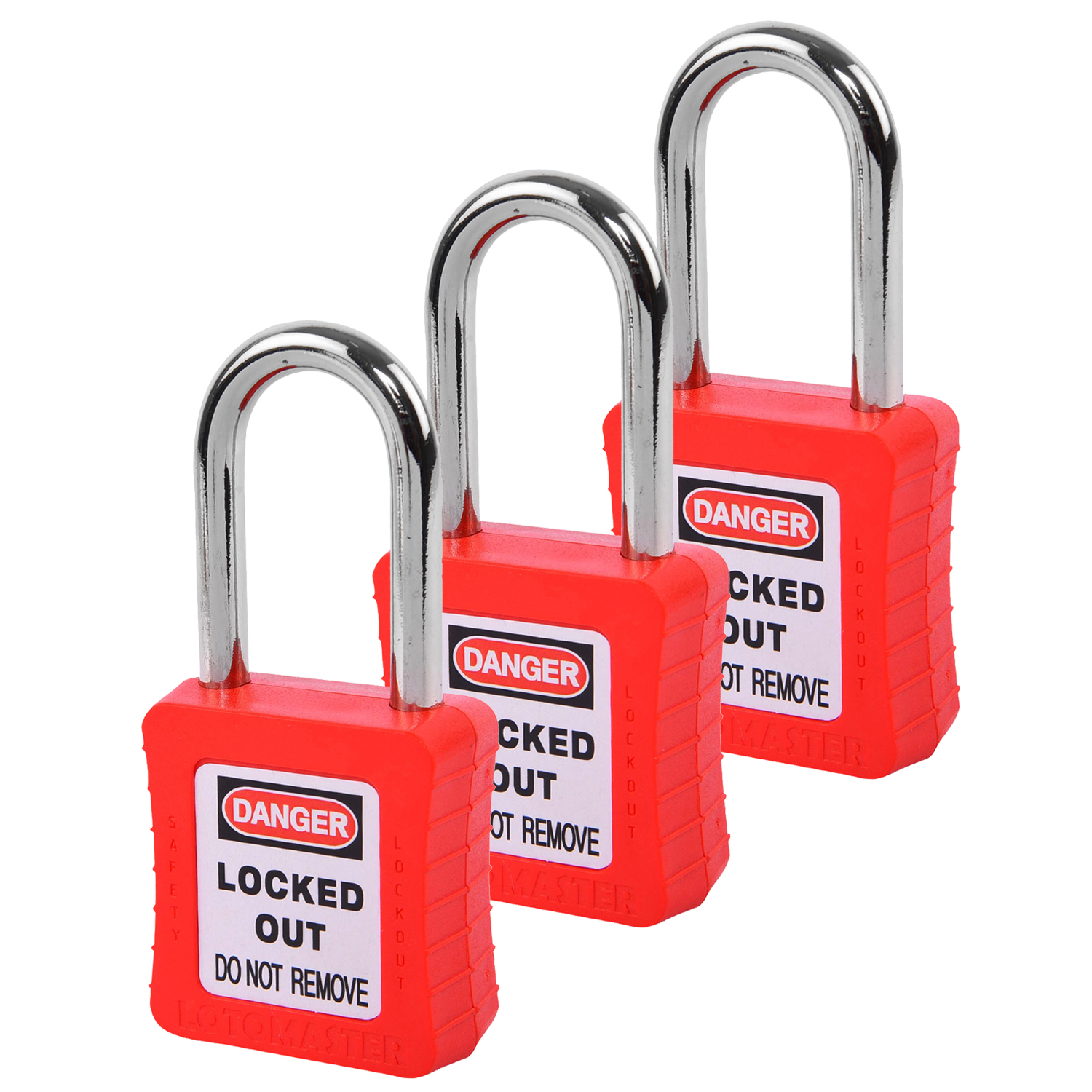 Red Keyed Different Cable Lockout Locks - 2 Keys, 10 Pack