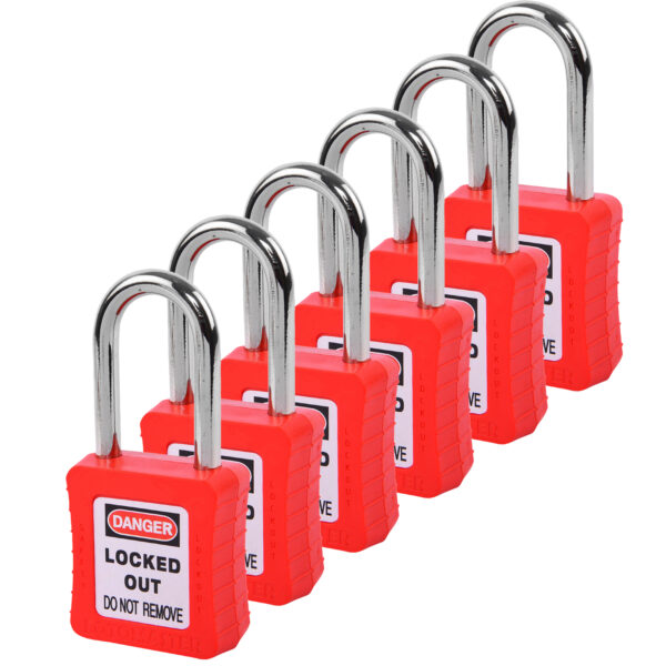 Safety Lockout Padlocks 6 Master Keyed 38mm Red