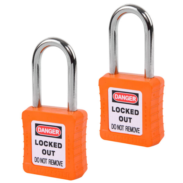 Safety Lockout Padlocks 2 Keyed Alike 38mm Orange-Italy