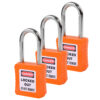 Safety Lockout Padlocks 3 Master Keyed 38mm Orange