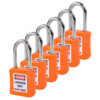Safety Lockout Padlocks 6 Master Keyed 38mm Orange