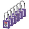 Safety Lockout Padlocks 6 Master Keyed 38mm Violet