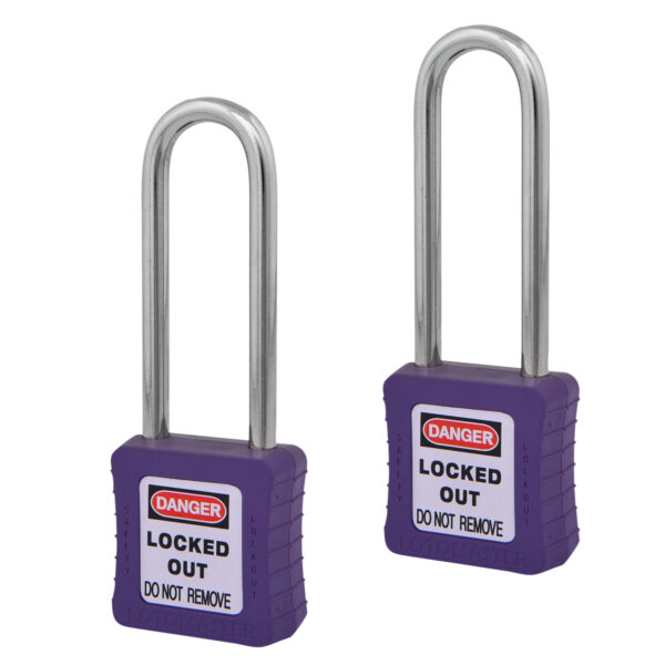 Safety Lockout Padlocks 2 Keyed Alike 75mm Violet