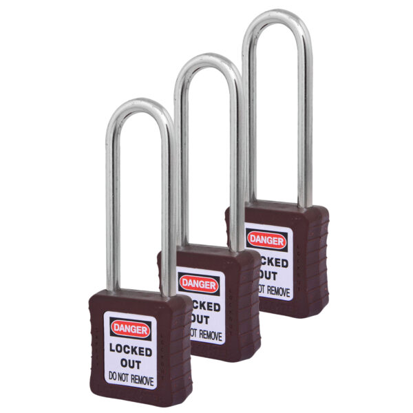 Safety Lockout Padlocks 3 Master Keyed 75mm Brown