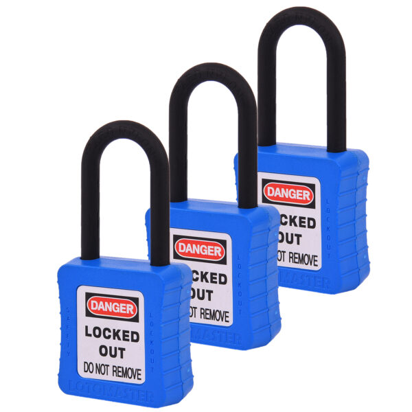 De-Electric Lockout Padlocks 3 Master Keyed 38mm Blue