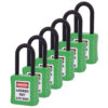 De-Electric Lockout Padlocks 6 Master Keyed 38mm Green