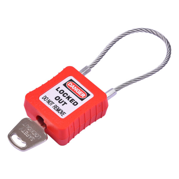 Safety Cable Padlock Keyed Different 150mm Cable Length Red Color - Image 2
