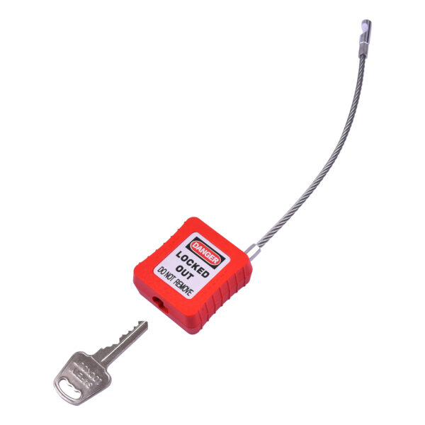 Safety Cable Padlock Keyed Different 150mm Cable Length Red Color - Image 3