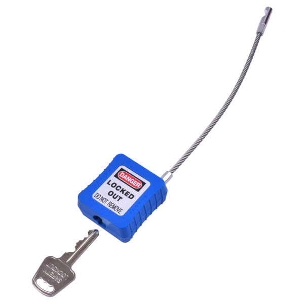 Safety Cable Padlock Keyed Different 150mm Cable Length Blue Color - Image 3