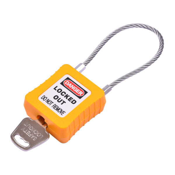 Safety Cable Padlock Keyed Different 150mm Cable Length Yellow Color - Image 2